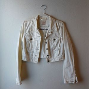 Free People White Denim Jacket Size 12